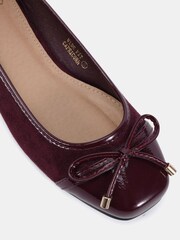 Novo Red Wide Fit CAPRICORN Soft Sqaure Toe Cap Bow Ballerinas - Image 6 of 6