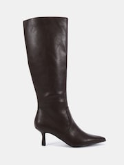 Novo Brown Grateful Mid Stiletto Heel Point Knee Boots - Image 2 of 6