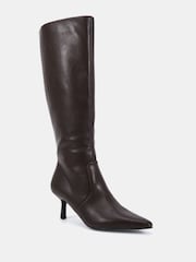 Novo Brown Grateful Mid Stiletto Heel Point Knee Boots - Image 3 of 6