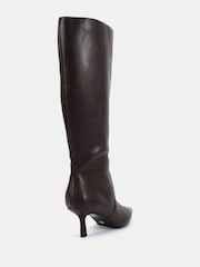 Novo Brown Grateful Mid Stiletto Heel Point Knee Boots - Image 4 of 6
