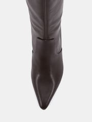 Novo Brown Grateful Mid Stiletto Heel Point Knee Boots - Image 5 of 6