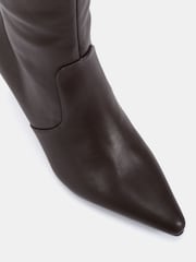Novo Brown Grateful Mid Stiletto Heel Point Knee Boots - Image 6 of 6