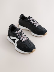 Black/White Lace-Up Lifestyle Trainers - Image 2 of 6