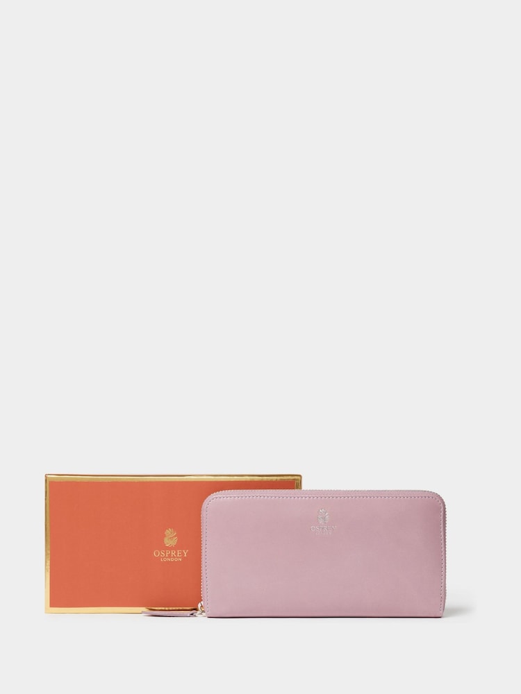 Osprey London Purple The Wentworth Large Leather Zip Around Purse - Image 1 of 5 Osprey London Purple The Wentworth Large Leather Zip Around Purse - Image 1 of 5