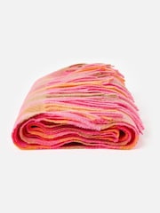 Oliver Bonas Orange Checked Midweight Tassel Scarf - Image 3 of 5