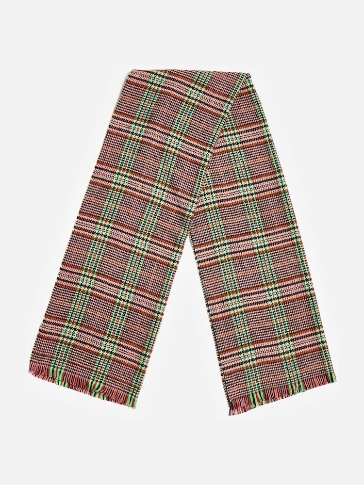 Oliver Bonas Brown Tartan Midweight Scarf - Image 2 of 6