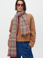 Oliver Bonas Brown Tartan Midweight Scarf - Image 6 of 6
