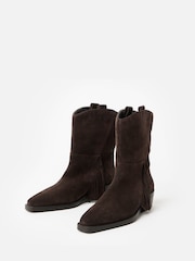 Oliver Bonas Brown Suede Fringed Boots - Image 2 of 7