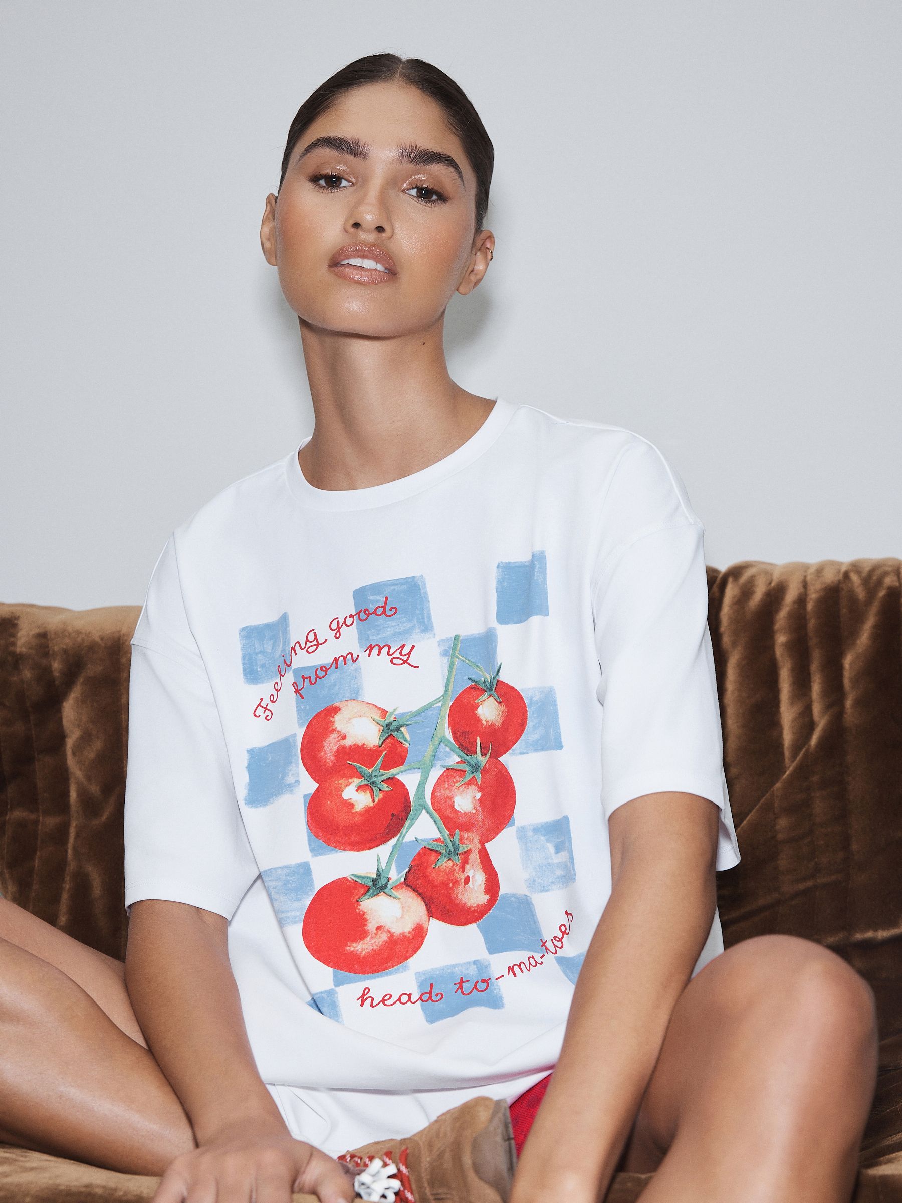 Buy Active White Tomato Cotton Graphic Oversized T-Shirt from Next USA
