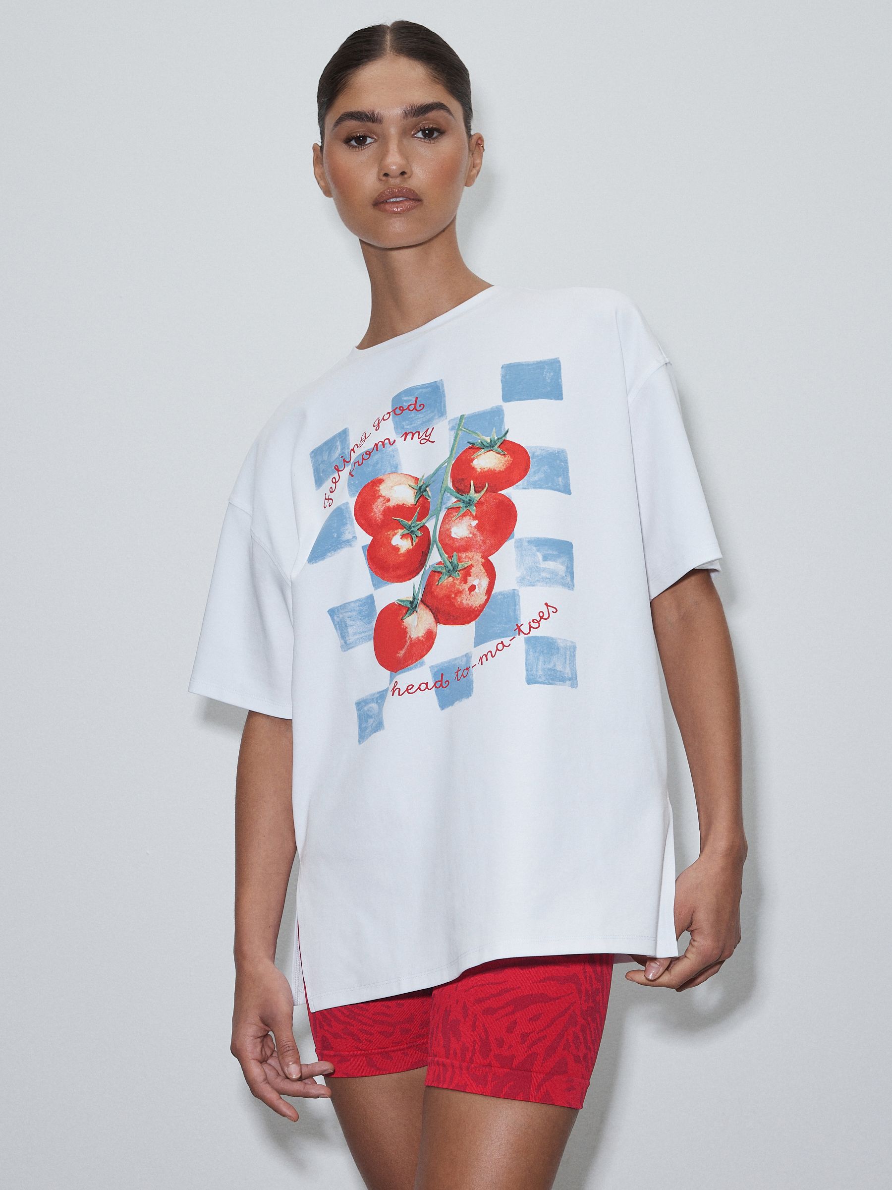 Buy Active White Tomato Cotton Graphic Oversized T-Shirt from Next USA