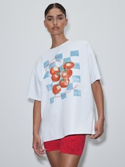 Active White Tomato Cotton Graphic Oversized T-Shirt - Image 3 of 6