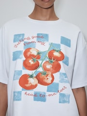 Active White Tomato Cotton Graphic Oversized T-Shirt - Image 5 of 6