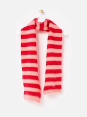 Oliver Bonas Red Peach Striped Fluffy Skinny Scarf - Image 1 of 5