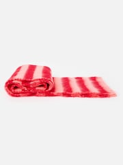 Oliver Bonas Red Peach Striped Fluffy Skinny Scarf - Image 2 of 5