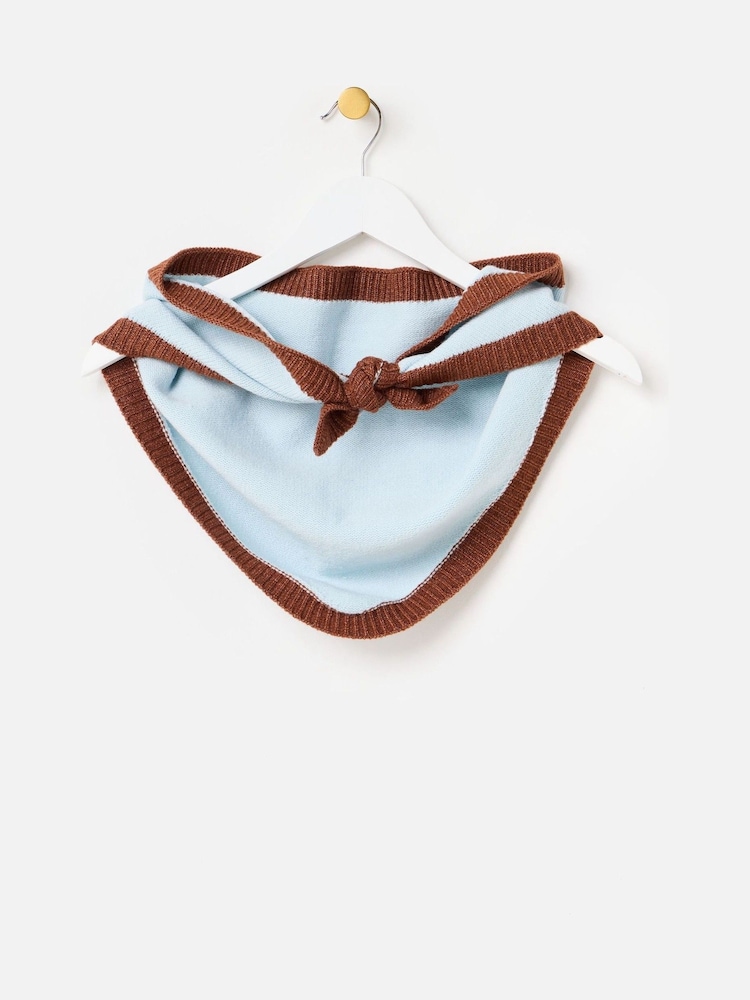 Oliver Bonas Blue Ribbed Knitted Triangle Scarf - Image 1 of 4