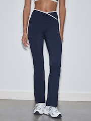 Navy Active Balance Wrap Front Flared Leggings - Image 4 of 9