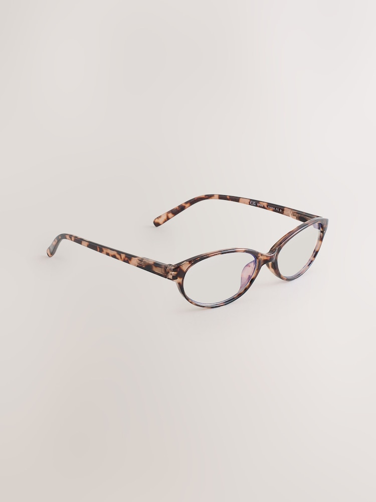 Tortoiseshell Brown Blue Light Slim Oval Reading Glasses - Image 1 of 4