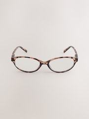 Tortoiseshell Brown Blue Light Slim Oval Reading Glasses - Image 2 of 4