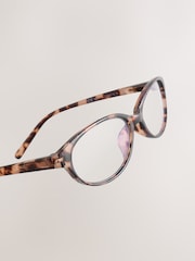 Tortoiseshell Brown Blue Light Slim Oval Reading Glasses - Image 3 of 4