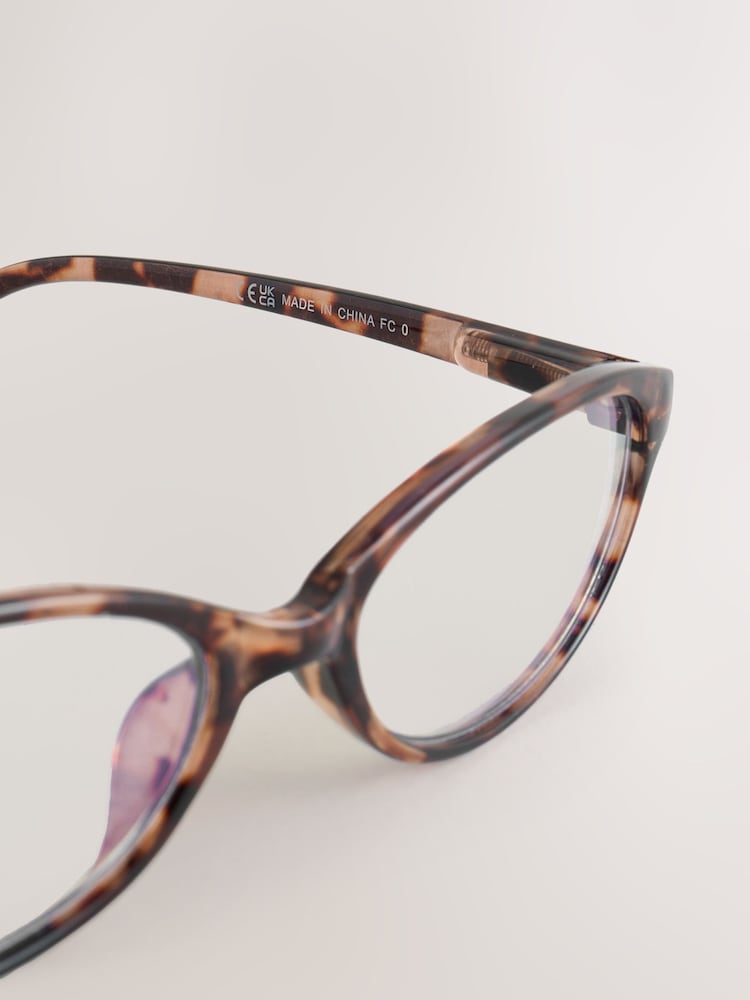 Tortoiseshell Brown Blue Light Slim Oval Reading Glasses - Image 4 of 4