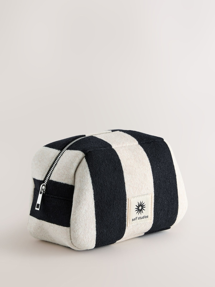 self. Balck/White Stripe Towelling Pouch - Image 1 of 5