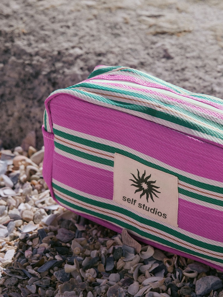 self. Stripe Pink and Green Pouch - Image 2 of 7