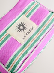 self. Stripe Pink and Green Pouch - Image 5 of 7