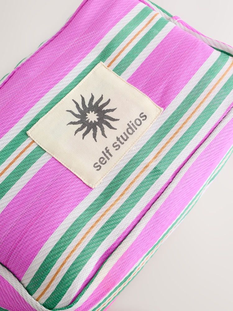 self. Stripe Pink and Green Pouch - Image 7 of 7