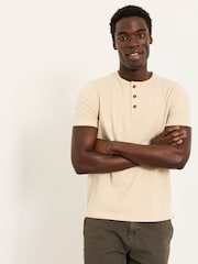 FatFace Natural Short Sleeve Woodside Henley - Image 4 of 6