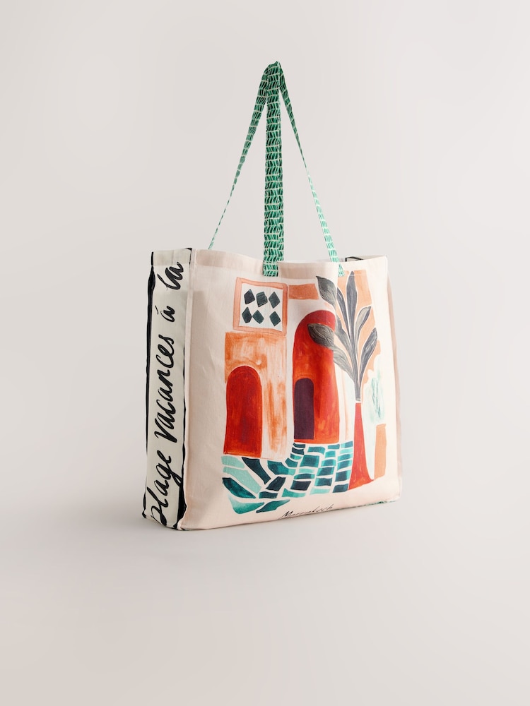 Marrakesh Print Cotton Shopper Bag - Image 2 of 5