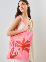 Pink 100% Cotton Shopper Bag - Image 1 of 8
