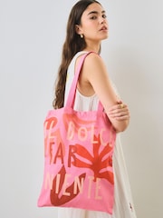 Pink 100% Cotton Shopper Bag - Image 3 of 8
