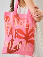 Pink 100% Cotton Shopper Bag - Image 4 of 8