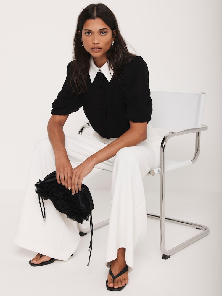 Mint Velvet Black Contrast Collar Shirt - Image 1 of 8 Mint Velvet Black Contrast Collar Shirt - Image 1 of 8