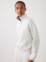 Mint Velvet White Zip Detail Sweattop - Image 1 of 7