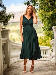 FatFace Maggie Teal Green Petite Midi Dress - Image 1 of 5