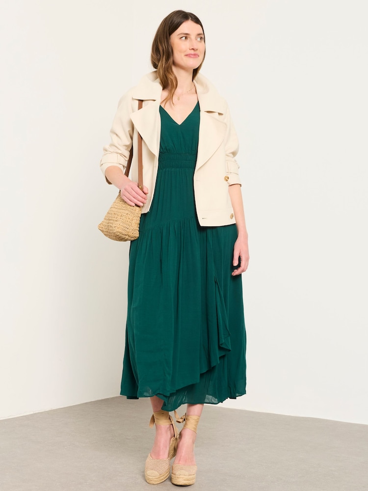 petite green midi dress PixieGirl Petite Womens Olive Green Textured Midi Dress