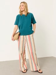 FatFace Ginny Teal Blue Short Sleeve Sweat Top - Image 4 of 5