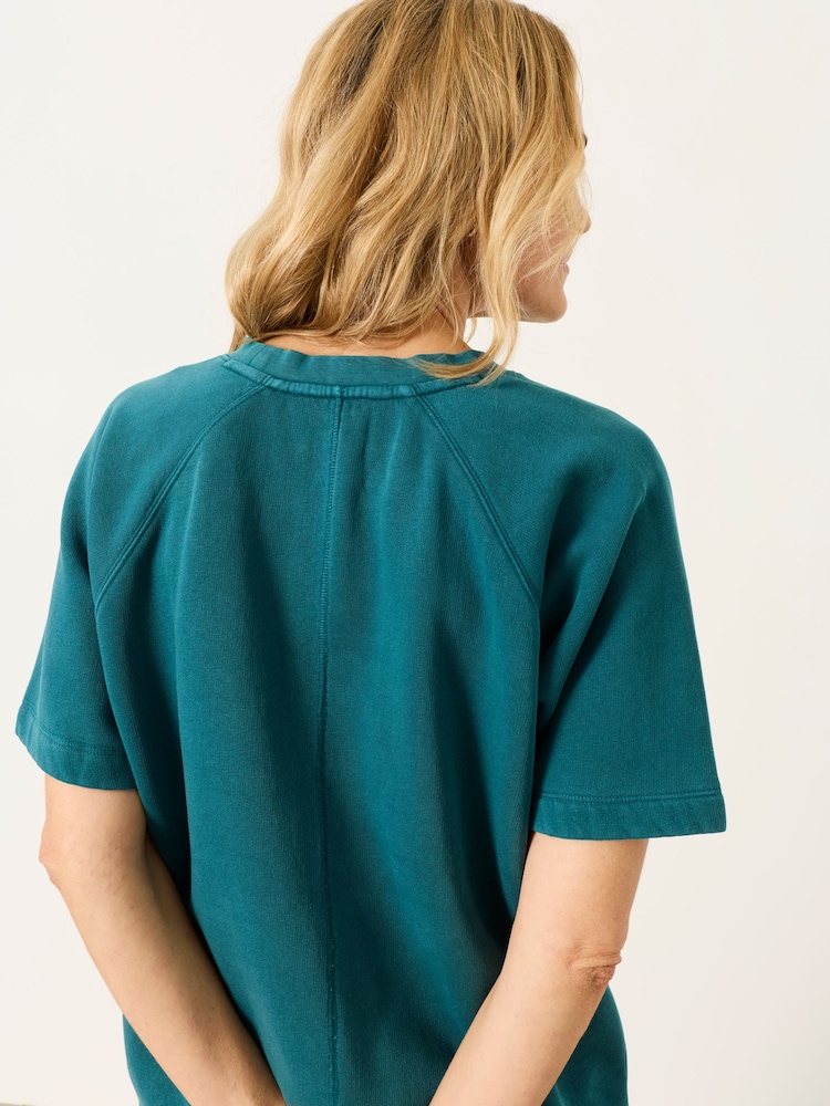 FatFace Ginny Teal Blue Short Sleeve Sweat Top - Image 5 of 5