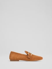 LK Bennett Suede Oloid Buckle Loafers - Imagem 1 de 4