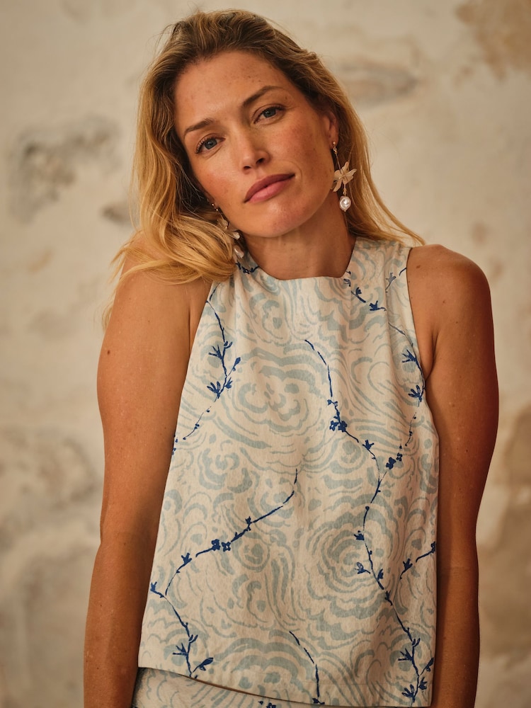 FatFace V&A | FatFace Hallie Ivory Archive Petals Shell Top - Image 1 of 5
