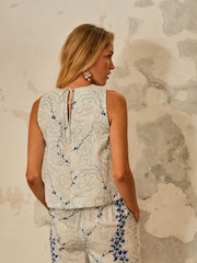 FatFace V&A | FatFace Hallie Ivory Archive Petals Shell Top - Image 2 of 5