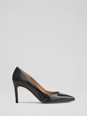 LK Bennett Black Patent Pointed Toe Courts - Image 1 of 2