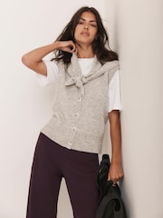 Mint Velvet Grey Sleeveless Scarf Detail Knit Jumper - Image 4 of 8