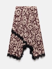 Mint Velvet Red Floral Print Lace Trim Skirt - Image 8 of 8