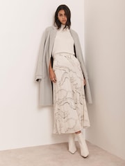 Mint Velvet Cream Marble Print Midi Skirt - Image 5 of 8