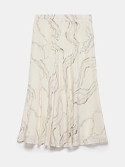 Mint Velvet Cream Marble Print Midi Skirt - Image 8 of 8