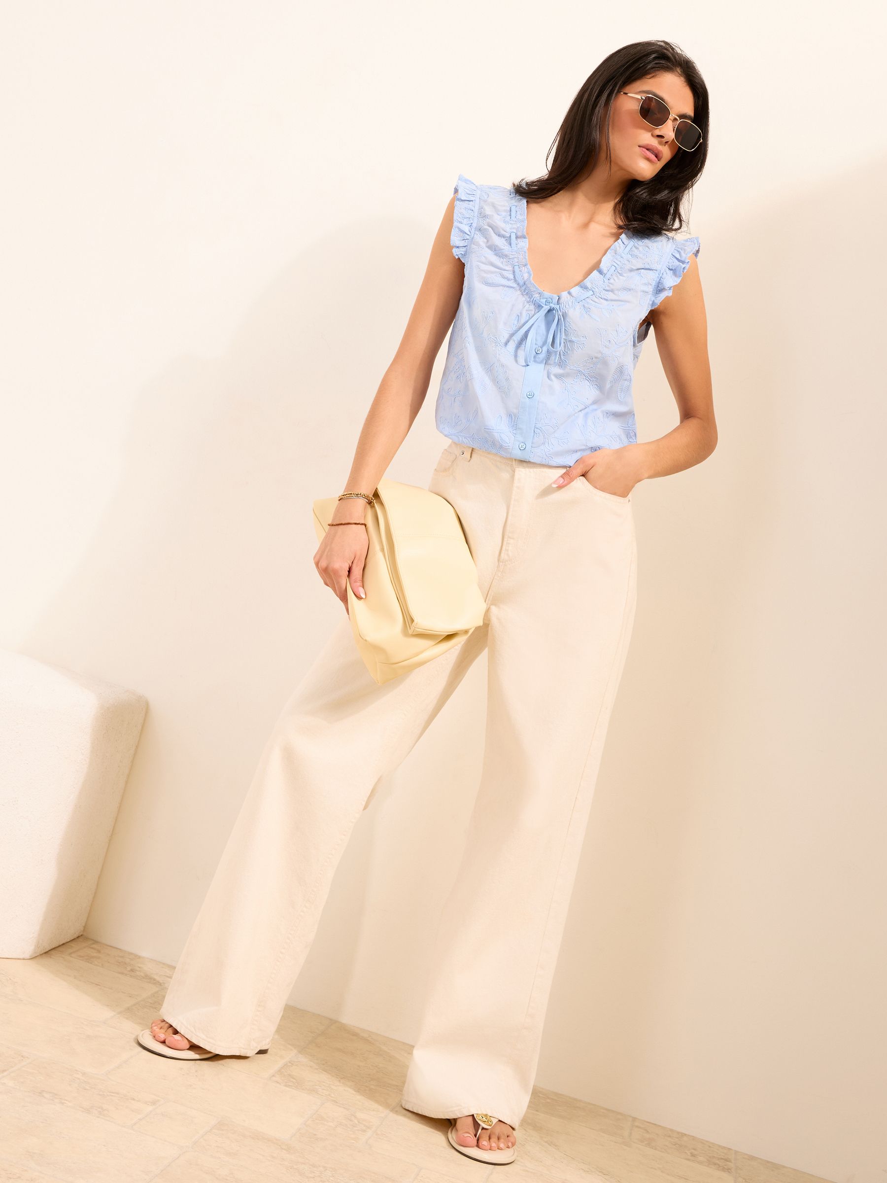 Buy Friends Like These Pale Blue Broderie Textured Blouse from