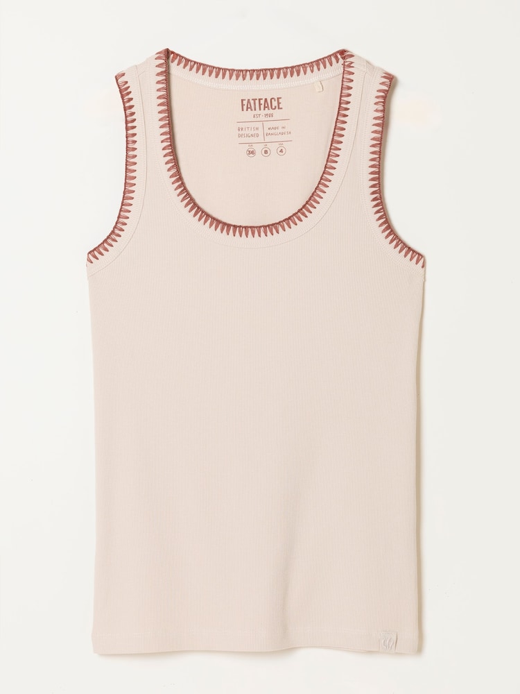 بيج فاتح - FatFace Stitch Detail Ribbed Vest - Image 7 of 7