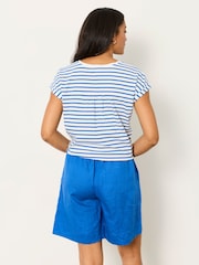 FatFace Blue Sardines Tie Front Stripe T Shirt - Image 2 of 6